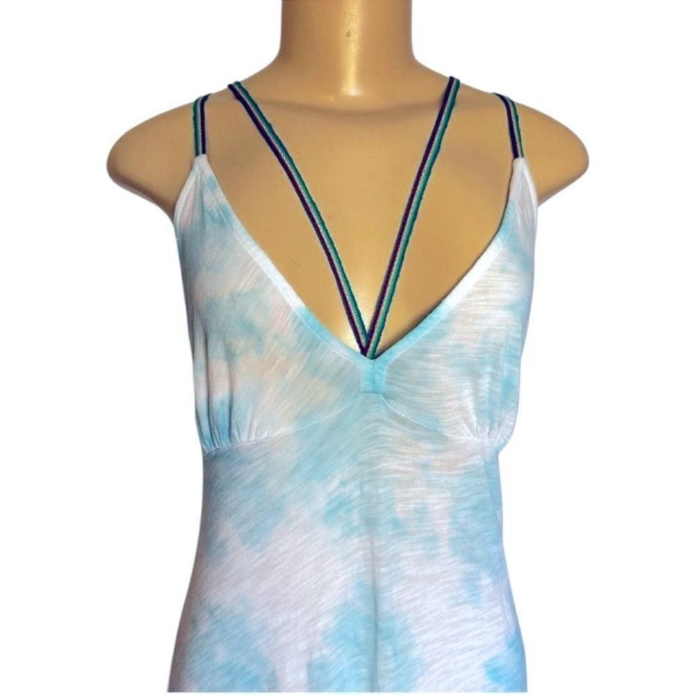 Pitusa blue & white tie-dye tiered strappy sundress standard m l xl - Picture 3 of 8